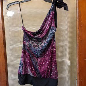 Vanity One-Shoulder Dress Top, Size M